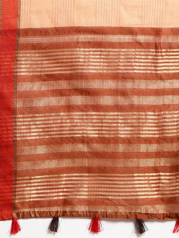 solid plain saree with blouse - 16380895 - Zoom Image - 4