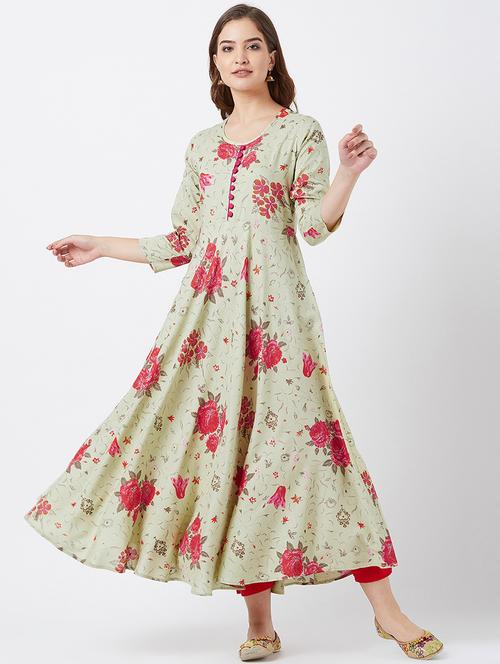 floral flared kurta - 16381910 - Standard Image - 1