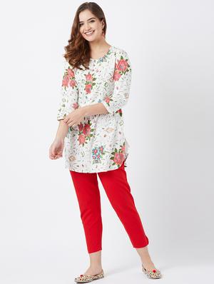 floral straight kurti - 16381925 - Standard Image - 4