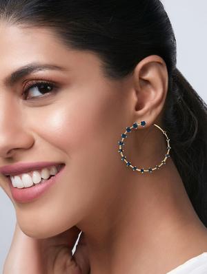 blue hoop earring - 16383039 - Standard Image - 4