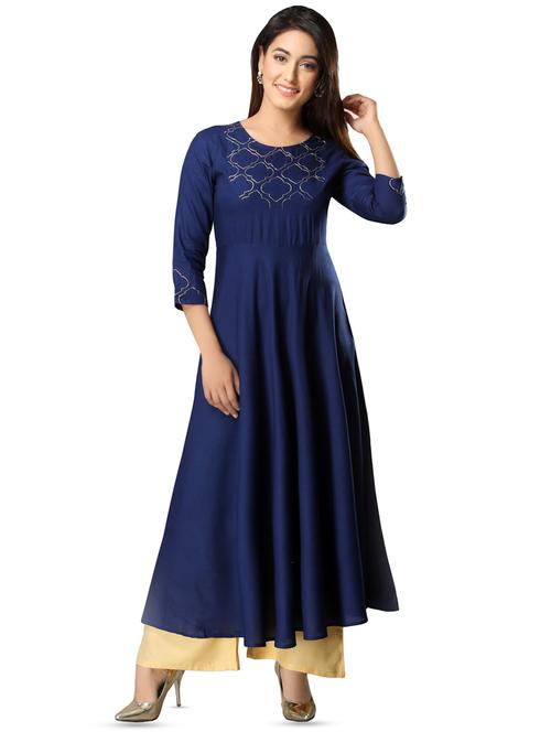 embroidered flared kurta - 16384270 - Very Small Image - 1
