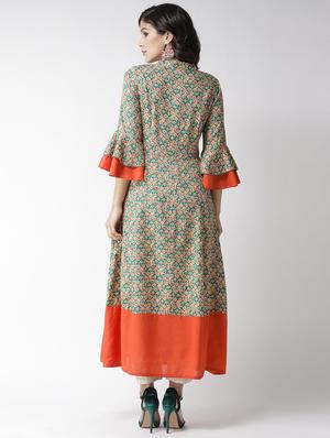 floral flared bell sleeves kurta - 16386769 - Standard Image - 4