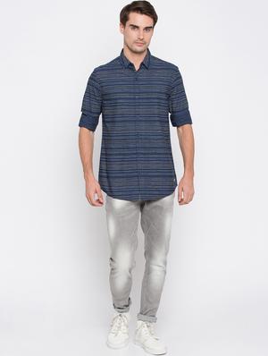 navy blue cotton casual shirt - 16388564 - Standard Image - 4