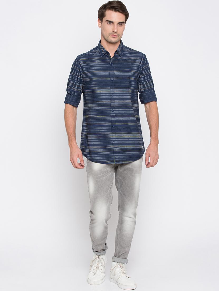 navy blue cotton casual shirt - 16388564 - Zoom Image - 4