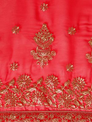 red georgette embroidered saree with blouse - 16389883 - Standard Image - 4