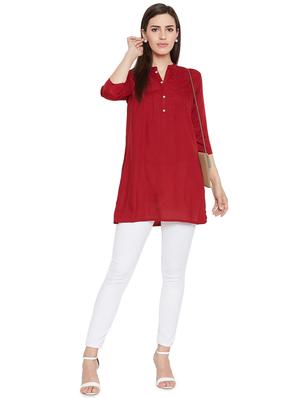 solid pintucks straight kurti - 16391871 - Standard Image - 4