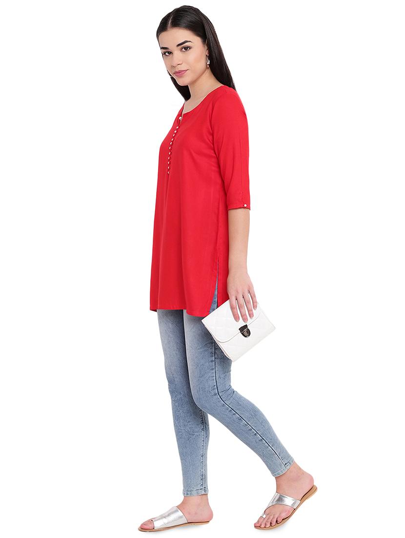 solid straight kurti - 16391882 - Zoom Image - 4