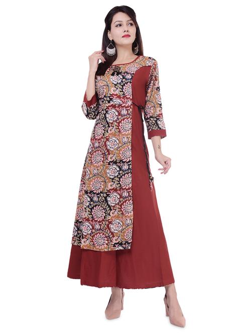 printed layered a-line gown - 16394750 - Standard Image - 1