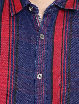 navy blue checkered casual shirt - 16394973 - Standard Image - 4