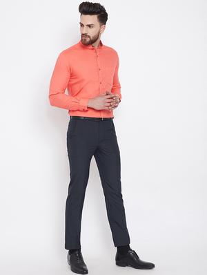 black solid flat front formal trousers - 16396842 - Standard Image - 4