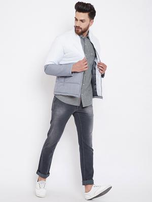 grey color block quilted jacket - 16396883 - Standard Image - 4