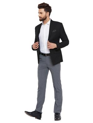 black solid single breasted formal blazer - 16396890 - Standard Image - 4