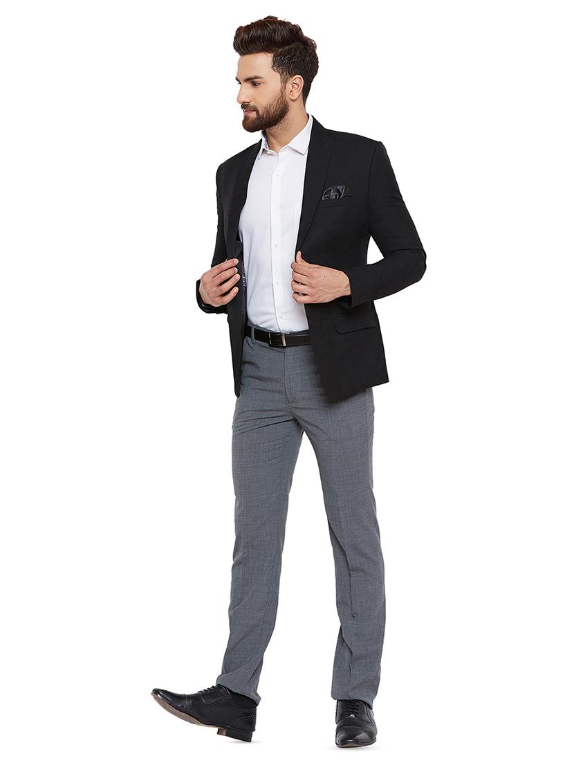 black solid single breasted formal blazer - 16396890 - Zoom Image - 4