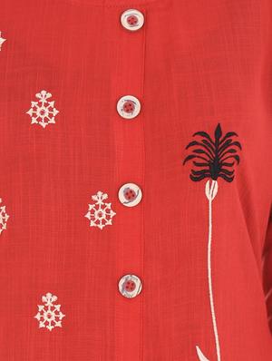 embroidered a-line kurta - 16401704 - Standard Image - 4