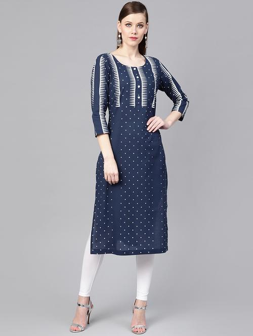 polka dots straight kurta - 16402089 - Standard Image - 1