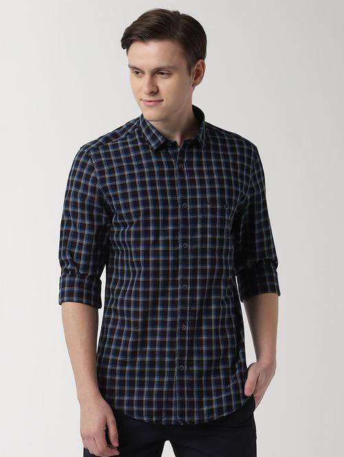 blue checkered casual shirt - 16402733 - Standard Image - 1
