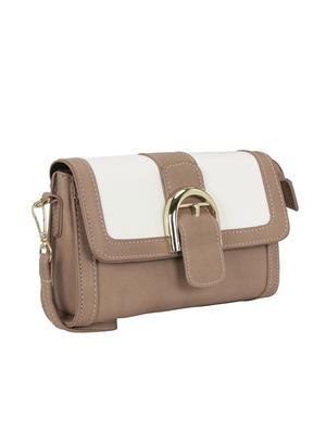 brown leatherette (pu) regular sling bag - 16403041 - Standard Image - 4