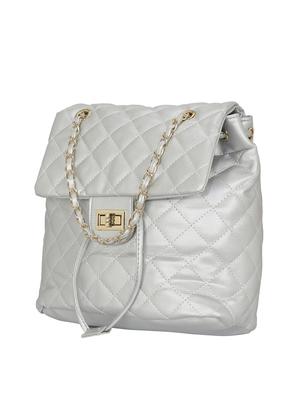 white leatherette (pu) regular backpack - 16403061 - Standard Image - 4