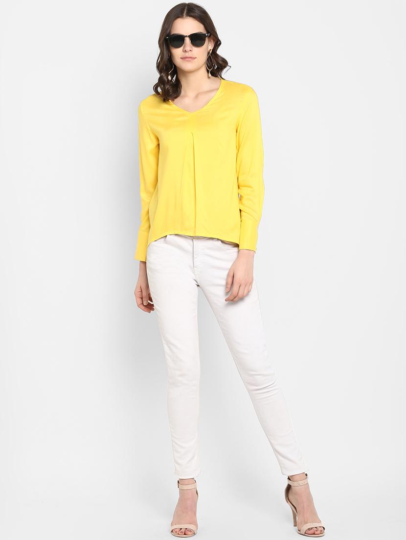 v-neck pleat detail high low top - 16404131 - Zoom Image - 4