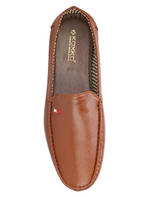 koxko tan leatherette slip on loafers - 16407637 - Standard Image - 4