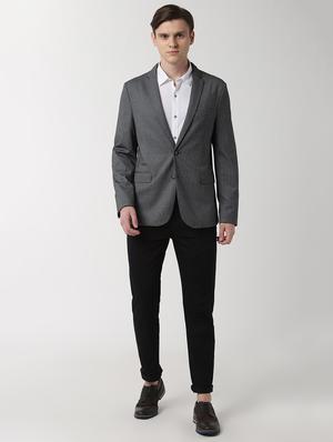 grey solid single breasted formal blazer - 16409180 - Standard Image - 4