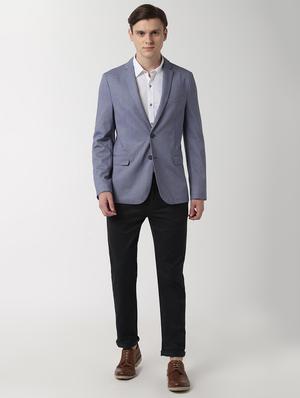 grey solid single breasted formal blazer - 16409181 - Standard Image - 4