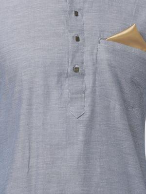 grey solid dhoti kurta set - 16416546 - Standard Image - 4