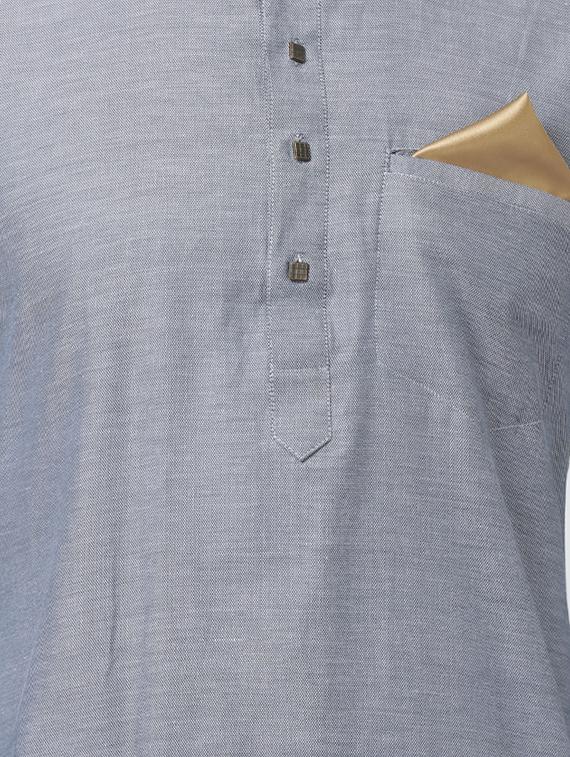 grey solid dhoti kurta set - 16416546 - Zoom Image - 4