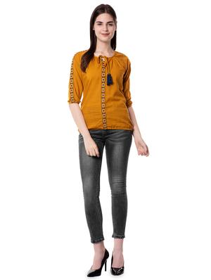 tassel tie up embroidered blouson top - 16416769 - Standard Image - 4