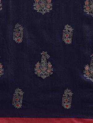 foil printed saree with blouse - 16416933 - Standard Image - 4