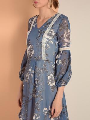 lace insert floral a-line dress - 16417432 - Standard Image - 4