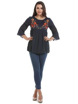 floral embroidered gathered top - 16417506 - Standard Image - 4