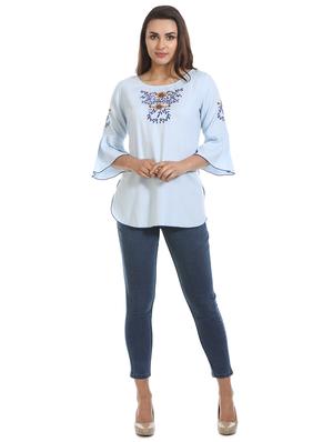 bell sleeved floral embroidered top - 16417508 - Standard Image - 4
