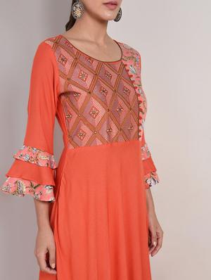 embroidered flared kurta - 16419110 - Standard Image - 4