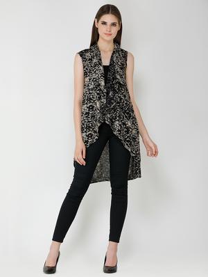 waterfall neck floral high low shrug - 16419423 - Standard Image - 4