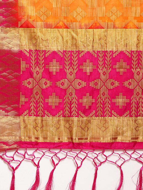 self-design woven saree with blouse - 16420248 - Zoom Image - 4
