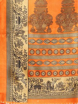 ethnic motif printed saree with blouse - 16420253 - Standard Image - 4