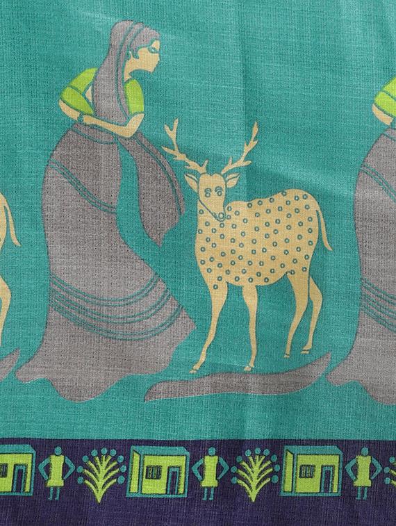 conversational printed saree with blouse - 16420255 - Zoom Image - 4
