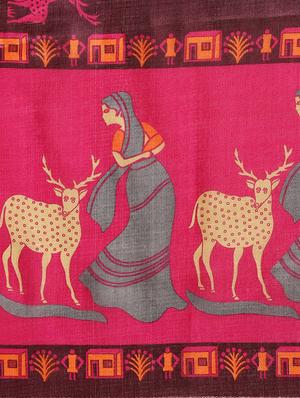 conversational printed saree with blouse - 16420257 - Standard Image - 4