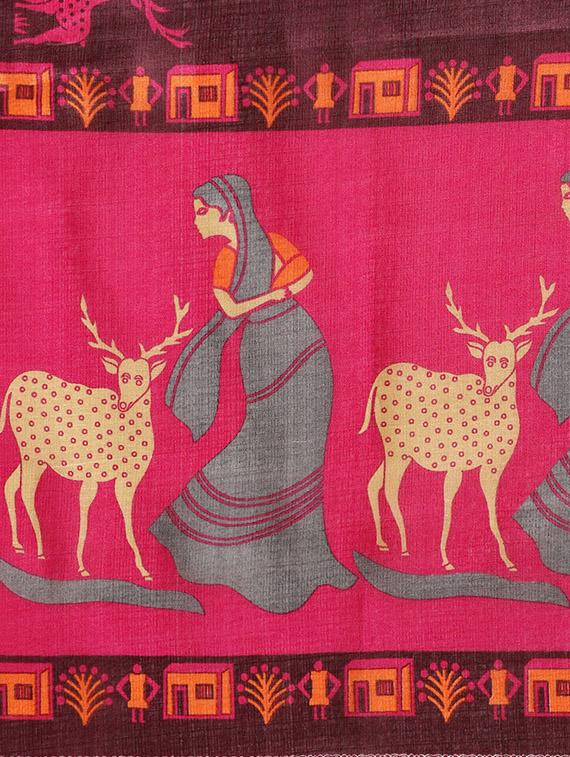 conversational printed saree with blouse - 16420257 - Zoom Image - 4