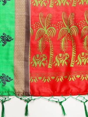 conversational printed saree with blouse - 16420260 - Standard Image - 4