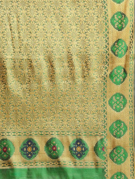 floral woven saree with blouse - 16420291 - Zoom Image - 4