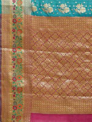 floral woven saree with blouse - 16420292 - Standard Image - 4