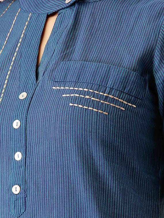 striped printed straight kurta - 16421982 - Zoom Image - 4