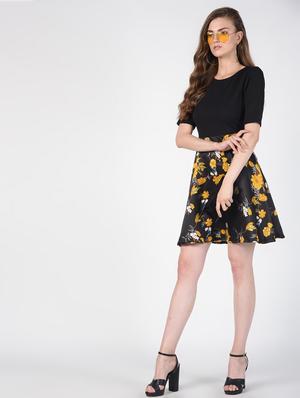 round neck floral flared dress - 16422387 - Standard Image - 4