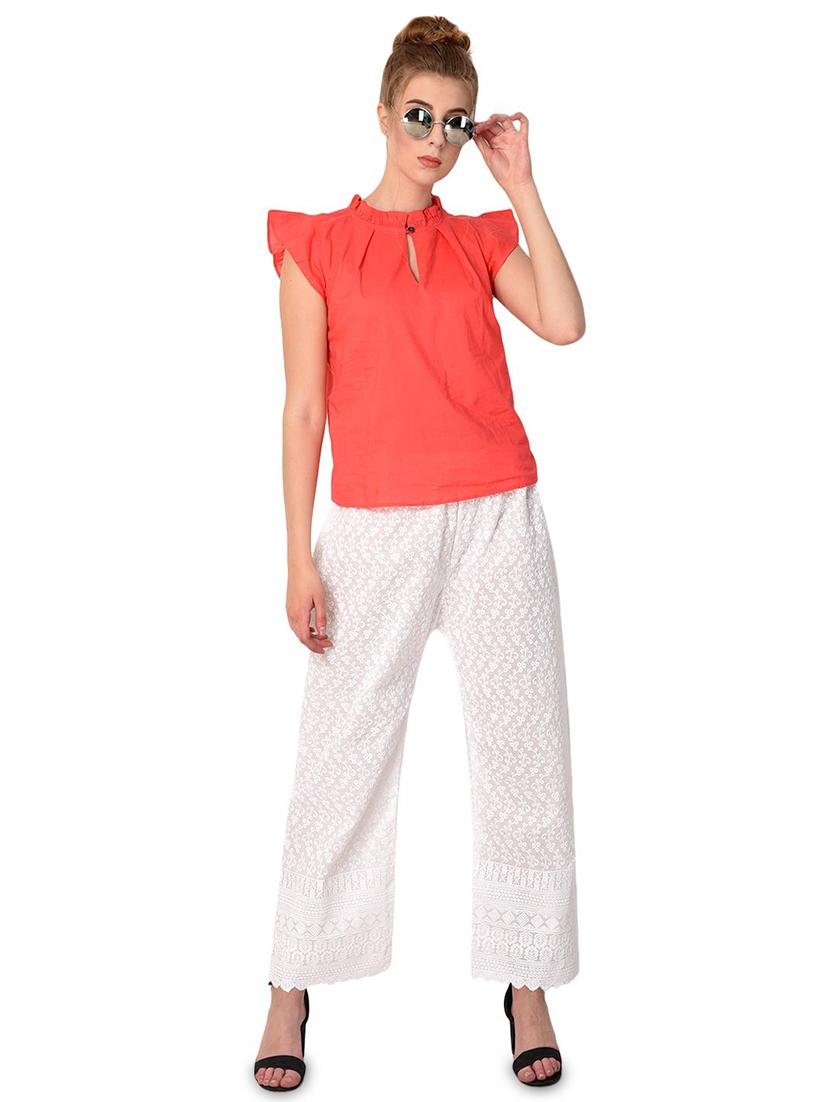scallop hem embroidered palazzo - 16423114 - Zoom Image - 4