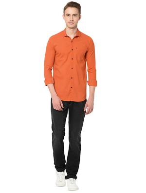orange solid casual shirt - 16423726 - Standard Image - 4