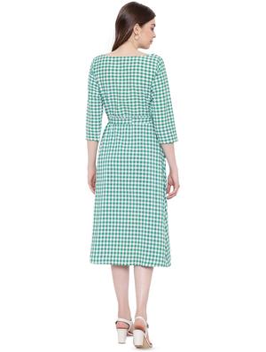tie front checkered a-line dress - 16423968 - Standard Image - 4