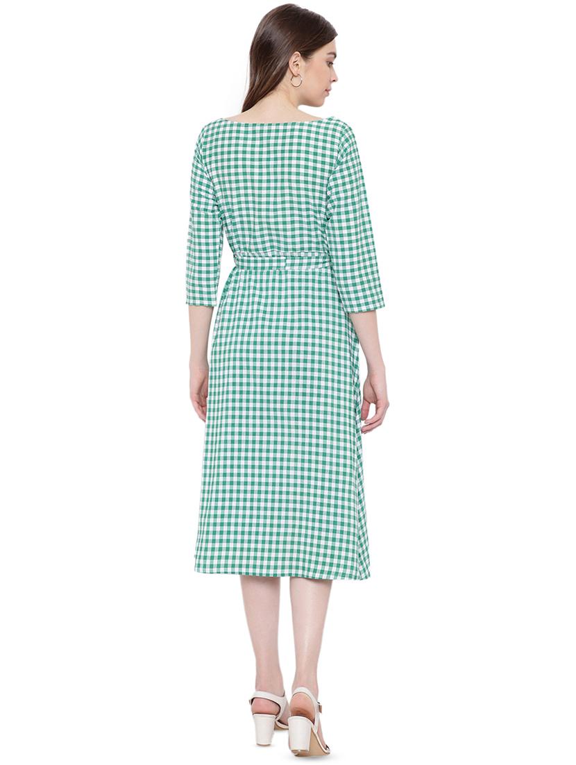 tie front checkered a-line dress - 16423968 - Zoom Image - 4