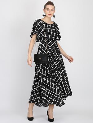 layered window grid maxi dress - 16427868 - Standard Image - 4